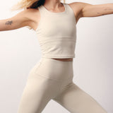Dalia Crop Top Cream. Seamless cropped sports top