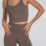 Estela Crop Top Espresso.Sustainable yoga top for women