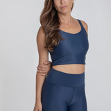 Estela Crop Top Ocean. Sustainable women's yoga top