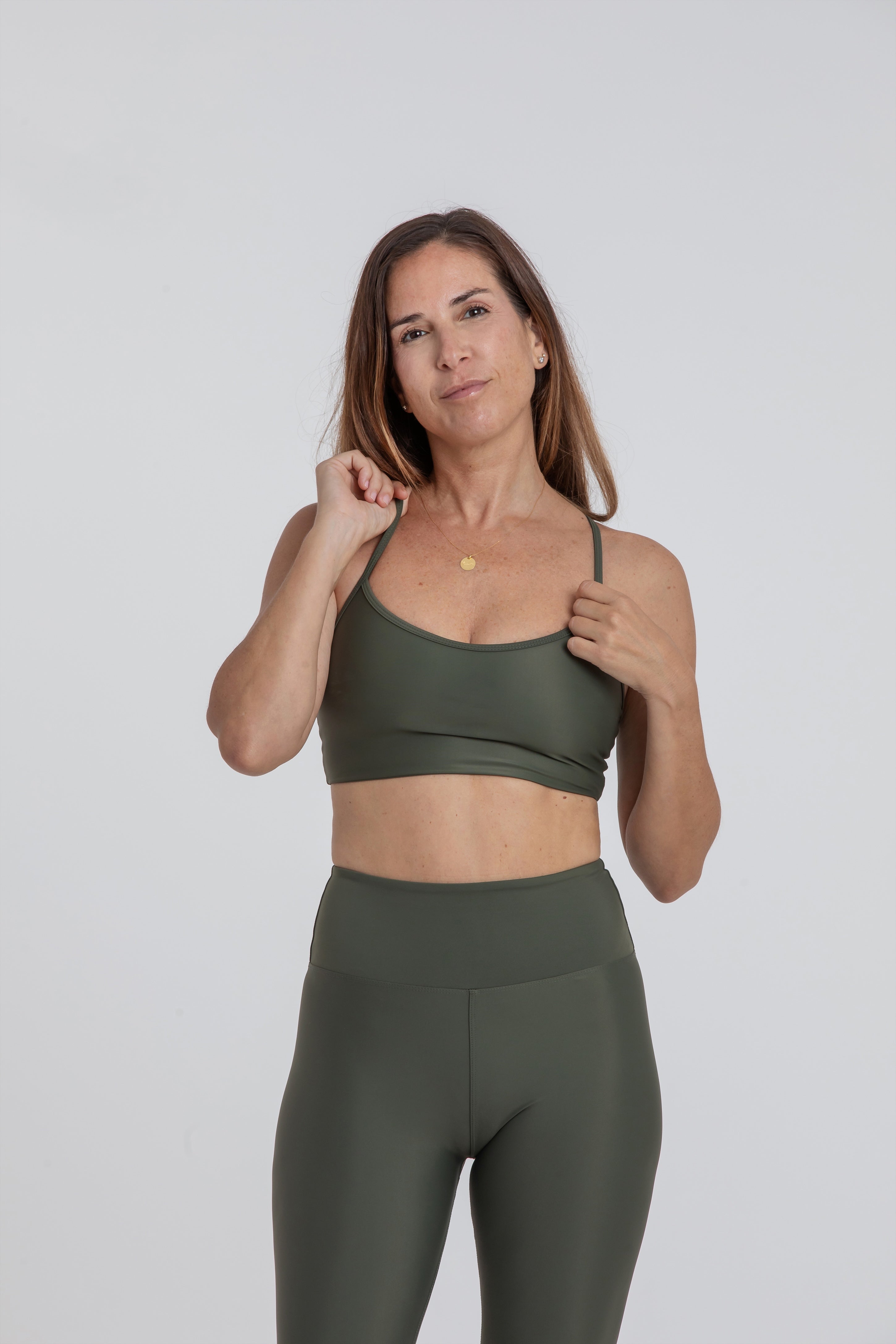 Frida Top Forest. Compressive sports top with high support