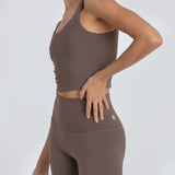 Estela Crop Top Espresso.Sustainable yoga top for women