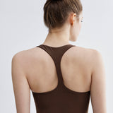 Magnolia Bodysuit Espresso. Sustainable sports bodysuit for women