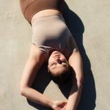 Rosa Crop Top Taupe. Sustainable sports top for women