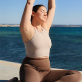 Rosa Crop Top Taupe. Sustainable sports top for women
